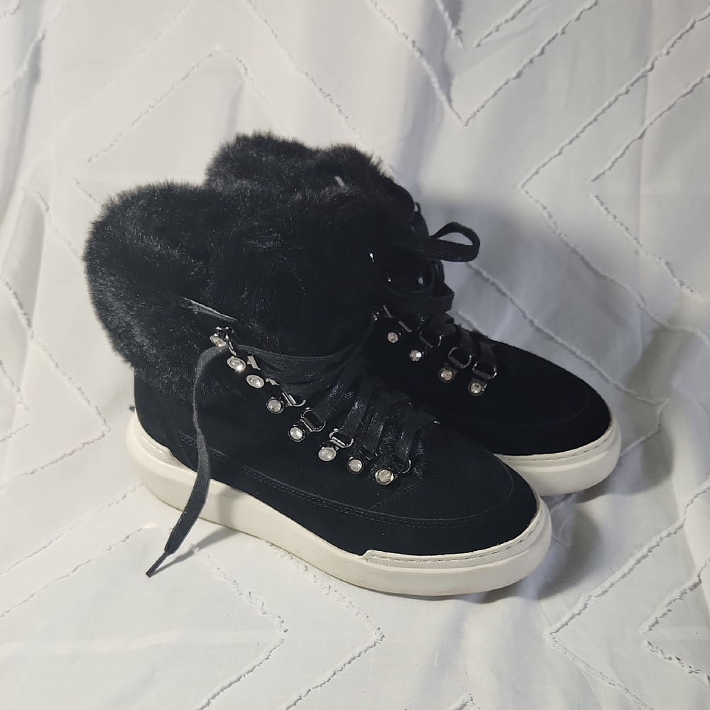 Vince Camuto Black Fur-Lined Winter Boots